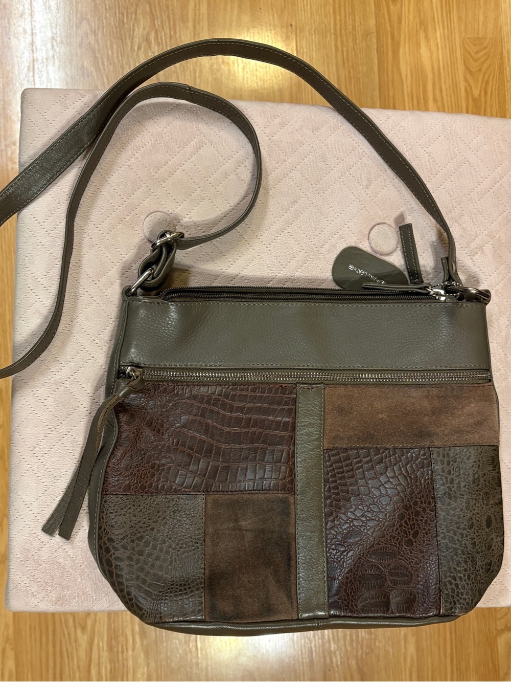 Great American Leatherworks Patchwork & Pebbled leather crossbody/shoulder bag